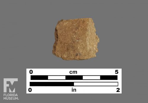 Formal artifact photo of an undecorated sherd.