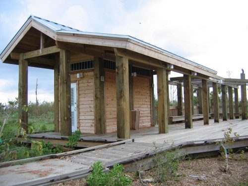 partially constructed pavilion after the storm with not major damage