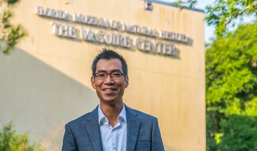 portrait of Akito Kawahara standing infront of the McGuire Center