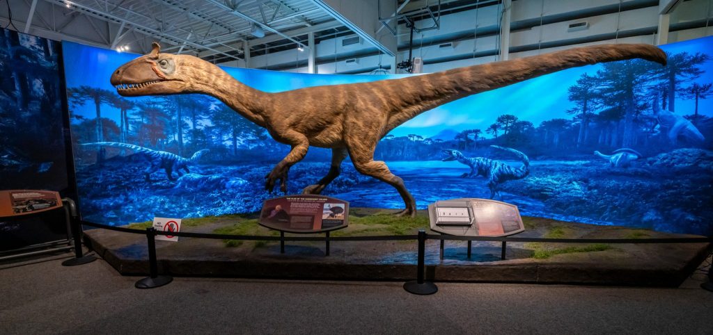 large dinosaur model on display