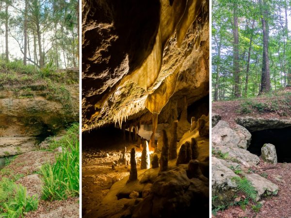 collage of three Florida caverns and caves