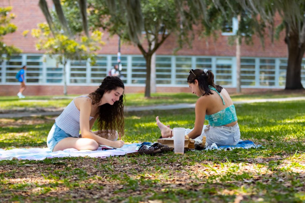 Students outdoors. James Sullivan/University of Florida