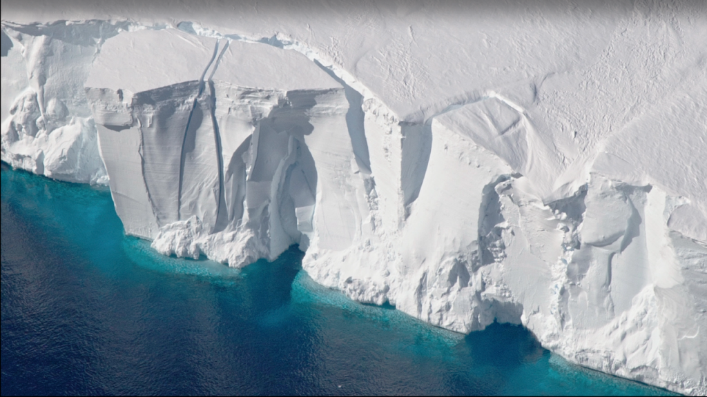 Getz ice shelf on blue water