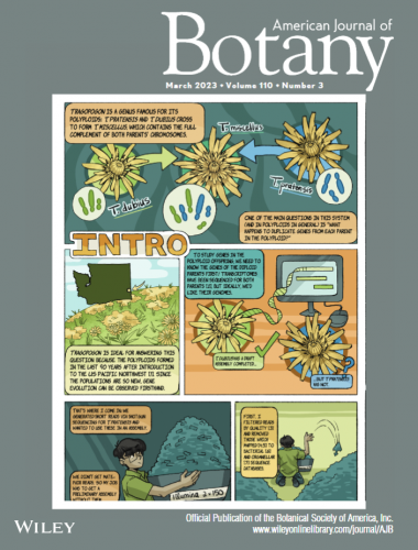 American Journal of Botany cover from March 2023 featuring artwork by graduate student Kasey Pham